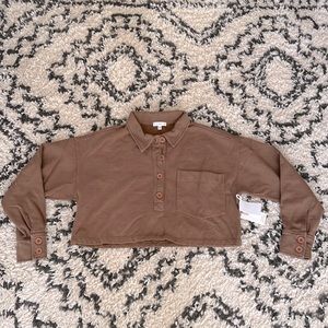 Good American Cropped Fleece Polo, Size Medium. Brand new with tags!